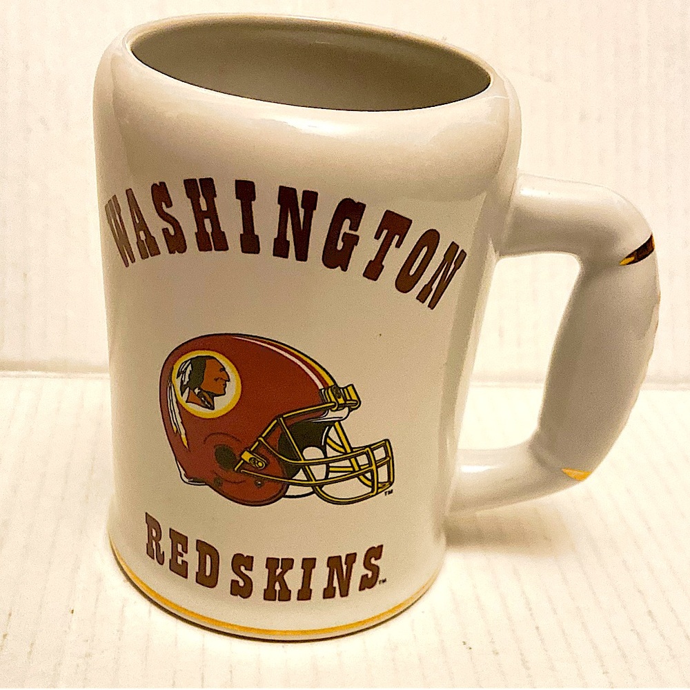 Washington Redskins Vintage Rare White Logo Mug With Team Song & Football Handle
